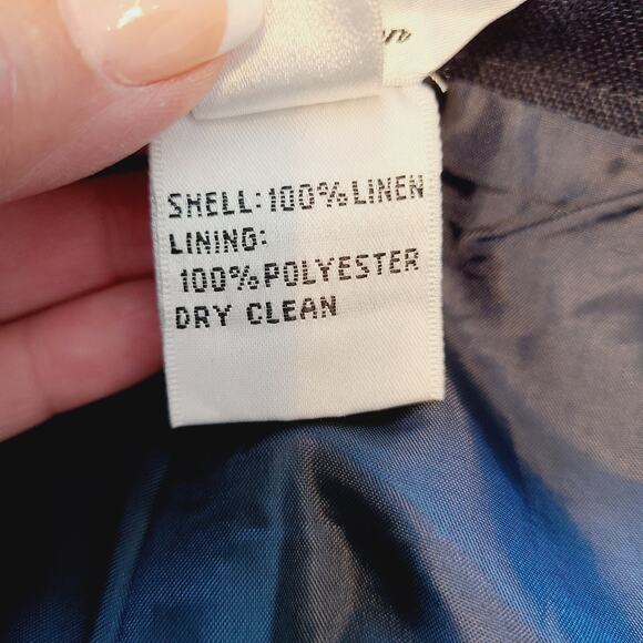 Vintage 90s Talbots 100% Irish Linen High Waist Notch Hem Navy BLUE Pants Size 6 - Picture 8 of 8